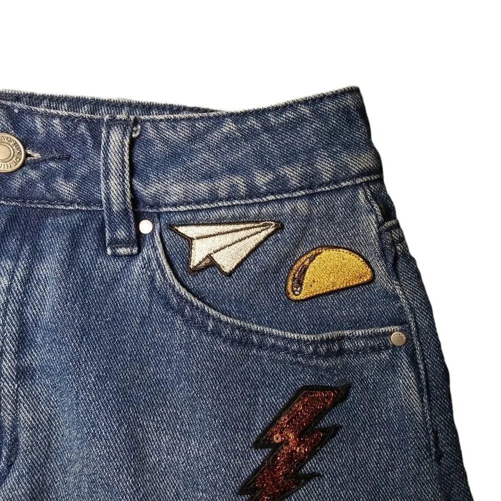 Pacsun jean skirt with patches 24